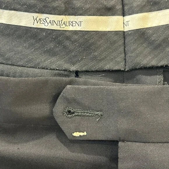 Yves Saint Laurent Dress Pants Mens Black Solid Classic Pleat Front Trousers - Picture 3 of 9